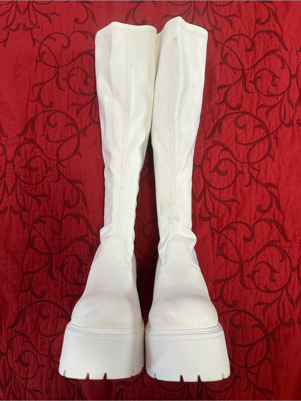 Dolls Kill White Knee-High Platform Boots - Picture 3 of 7